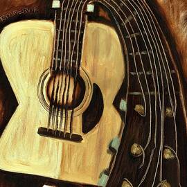  Bending Strings Guitar Art Print by Tommervik