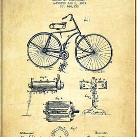 Bicycle Patent Drawing from 1891 - Vintage by Aged Pixel
