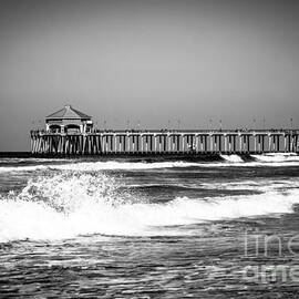 Black and White Picture of Huntington Beach Pier by Paul Velgos