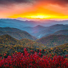 Blue Ridge Parkway Autumn Sunset NC - Rapture by Dave Allen