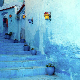 Blue Staircase & Colourful Flowerpots by Pavliha