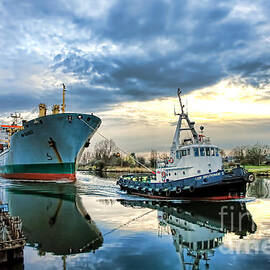 Boats on a Canal by Olivier Le Queinec