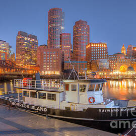 Boston Harbor and Skyline Morning Twilight I by Clarence Holmes