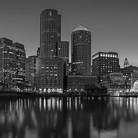 Boston Skyline Seaport District BW by Susan Candelario