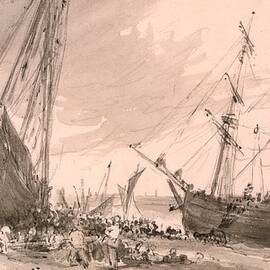 Brighton Coastal Scene With Two Ships by John Constable