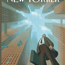 Businessman Looks Up At Tall Skyscrapers by Eric Drooker