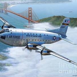 C-124 Shakey Over the Golden Gate by Stu Shepherd