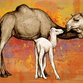 Camel Stylised Pop Art Drawing Potrait Poser by Kim Wang