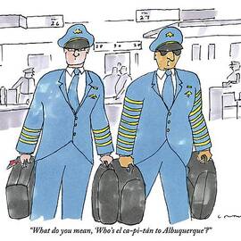 Captain In Sunglasses Talking To Copilot by Michael Crawford