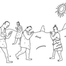 Cavemen Walk Around Fixated On Rocks by Liana Finck