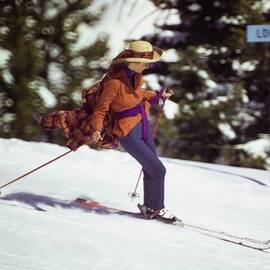 Charlotte Rampling Skiing by Arnaud de Rosnay