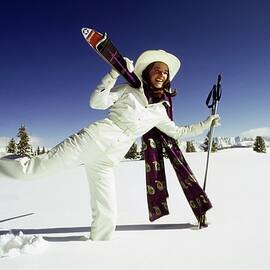 Charlotte Rampling Wearing White Ski Wear by Arnaud de Rosnay
