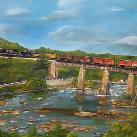 Chattahoochee Choo Choo -  Train on Trestle - Columbus GA by Jan Dappen
