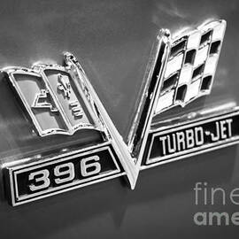 Chevy 396 Turbo-Jet Emblem Black and White Picture by Paul Velgos