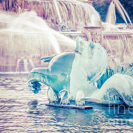 Chicago Buckingham Fountain Seahorse Retro Picture by Paul Velgos