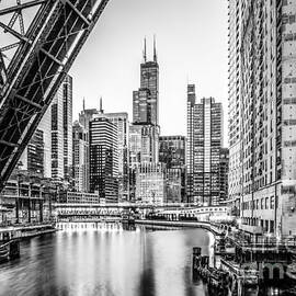 Chicago Kinzie Railroad Bridge Black and White Photo by Paul Velgos