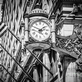 Chicago Marshall Fields Clock in Black and White by Paul Velgos