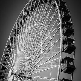 Chicago Navy Pier Ferris Wheel in Black and White by Paul Velgos