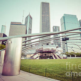 Chicago Skyline with Pritzker Pavilion Vintage Picture by Paul Velgos