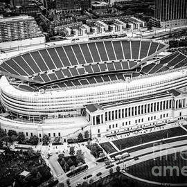 Chicago Soldier Field Aerial Picture in Black and White by Paul Velgos