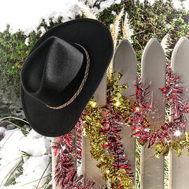 Christmas Cowboy Hat on a Fence by Olivier Le Queinec