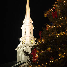 Christmas Tree And The North Church Steeple by Jeff Sinon