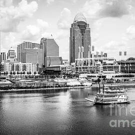 Cincinnati Skyline and Riverboat Black and White Picture by Paul Velgos
