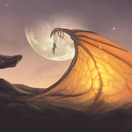 Cloud Dragon Digital Art by FireFlux Studios - Metal Posters