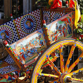Colorful decorated horse carriage Cefalu Palermo Sicily Italy by Stefano Senise