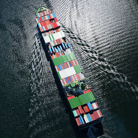 Container Ship Aerial Photo by Dan prat