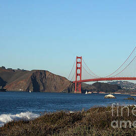 Crashing Waves and the Golden Gate Bridge by Linda Woods