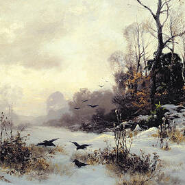 Crows in a Winter Landscape by Karl Kustner