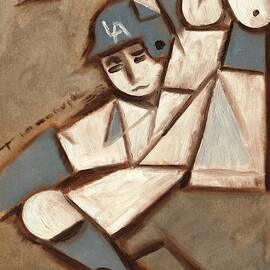 Cubism LA Dodgers Baserunner Painting by Tommervik
