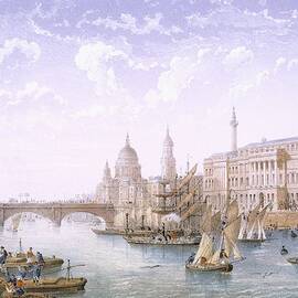 Custom House And London Bridge, 1862 by Achille-Louis Martinet