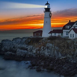 Dawn At Portalnd Head Light by Susan Candelario