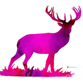 Deer figurine silhouette poster watercolor art print by Joanna Szmerdt