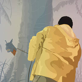 Dennis and the Dilophosaurus - Jurassic Park Poster by Peter Cassidy