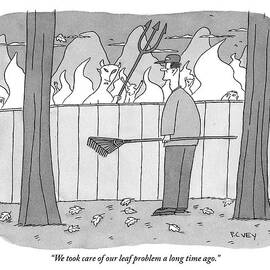 Devil And A Man Look At Each Other Over A Fence by Peter C. Vey