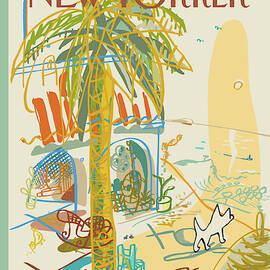 Dog Walking Under A Palm Tree by Javier Mariscal