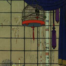 Drawing Of A Bid In A Cage In Front Of A Window by H. George Brandt