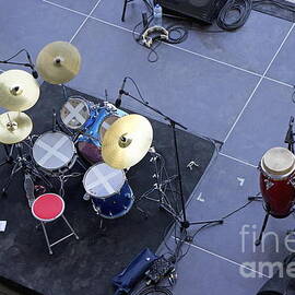 Drums percussion and monitors on stage by Sami Sarkis Photography