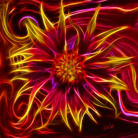 Electric Firewheel Flower Artwork by Nikki Marie Smith