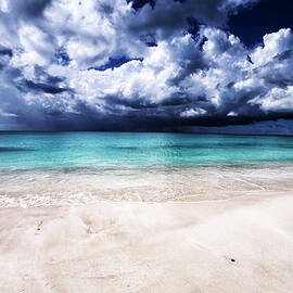 Empty Caribbean White Sand Beach With by Stevegeer