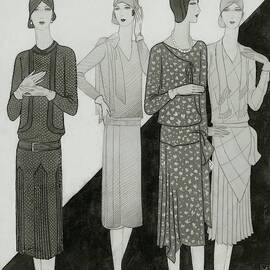 Fashion Illustration Of Four Women by Lambarri