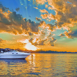 Fiery Sunset On Lake Minnetonka by Bill and Linda Tiepelman