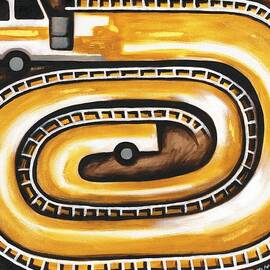 Tommervik Yellow Fire Truck Firefighter art print by Tommervik