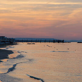 Sunset on the beach - Fire in the Sky by AM FineArtPrints