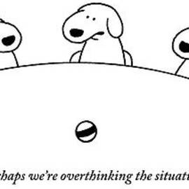 Five Dogs Sitting Around A Roundtable by Charles Barsotti