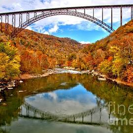 Flaming Fall Foliage At New River Gorge by Adam Jewell