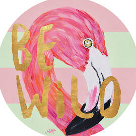 Flamingo On Stripes Round by South Social D
